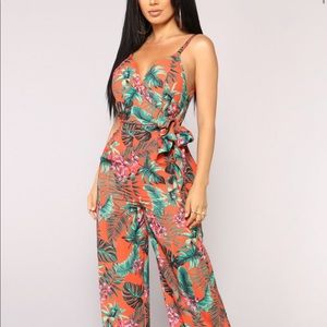 FashionNova More to Love Tropical Jumpsuit